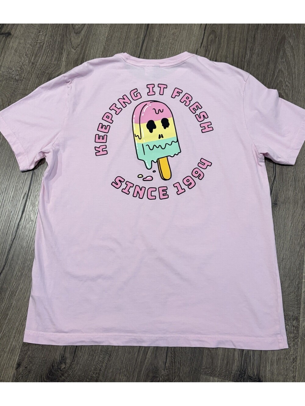 H&M Keeping It Fresh Skull Popsicle Pastel T-Shirt Pink Men’s Size Large NWOT